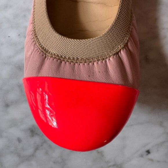 J.Crew Leather Ballet Flats Color Block Blush Coral Pink Size 10 - Picture 5 of 10